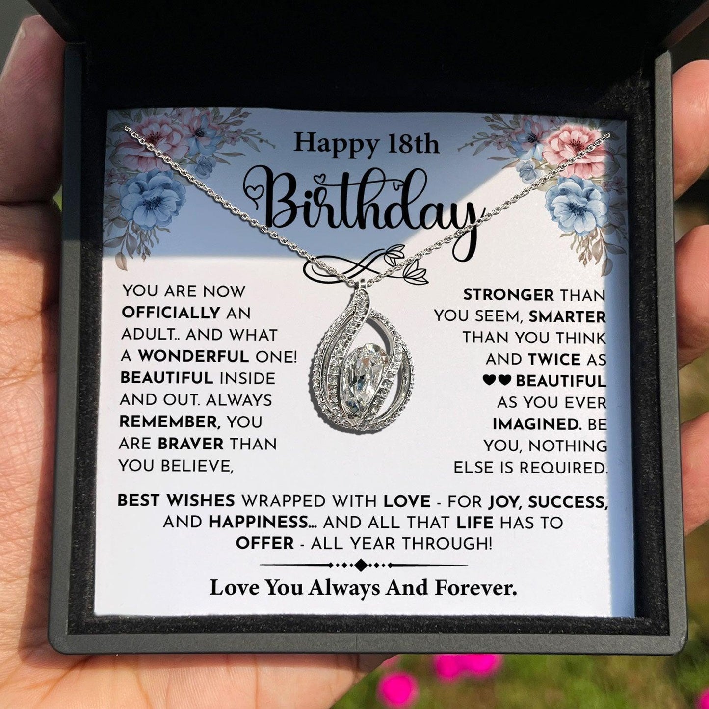 AllGifting, Birdcage Necklace For Women, 18th Birthday Gift for Her Sterling Silver Birdcage Pendant Jewelry, Card1