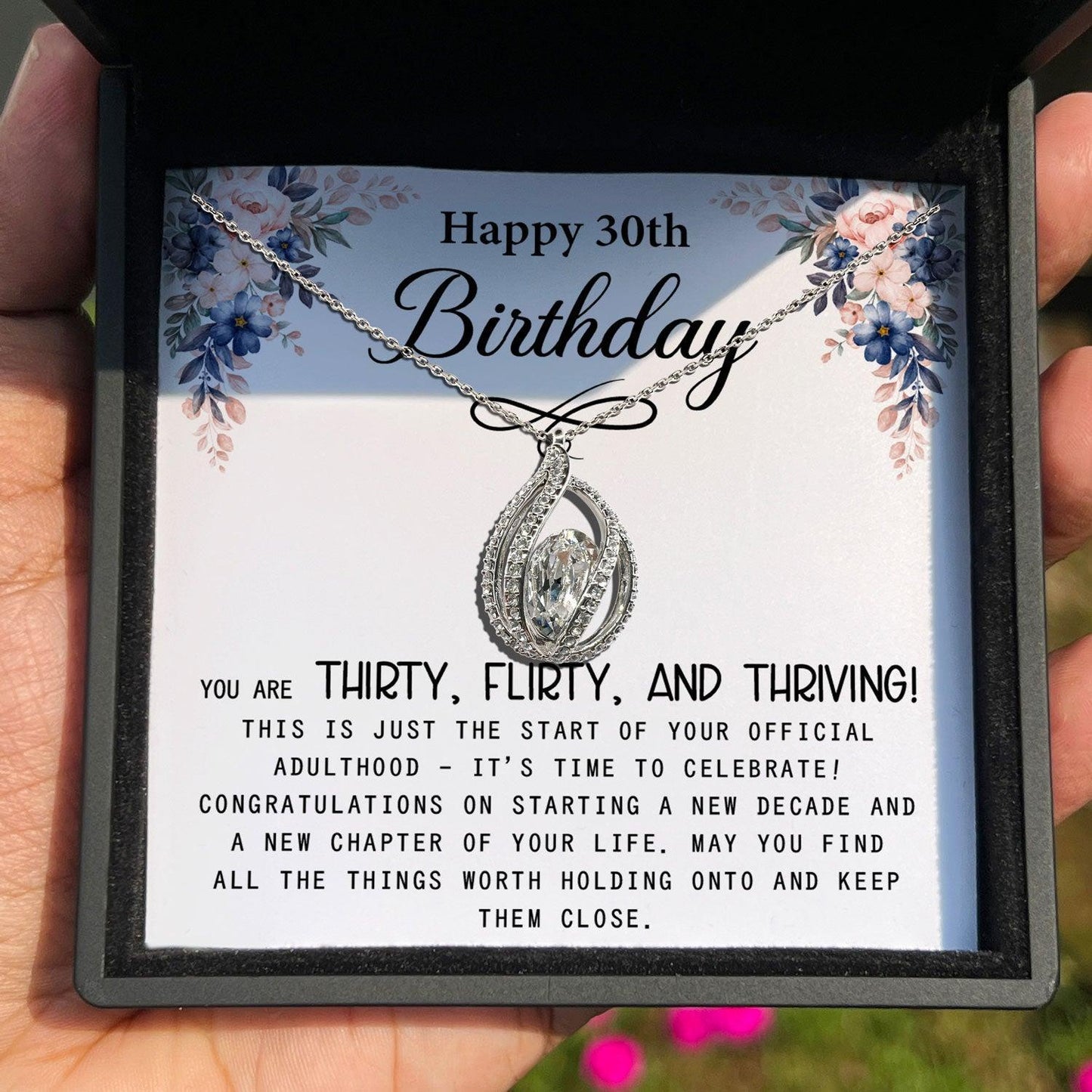 AllGifting, Birdcage Necklace For Women, 30th Birthday Gift for Her Sterling Silver Birdcage Pendant Jewelry, Card1