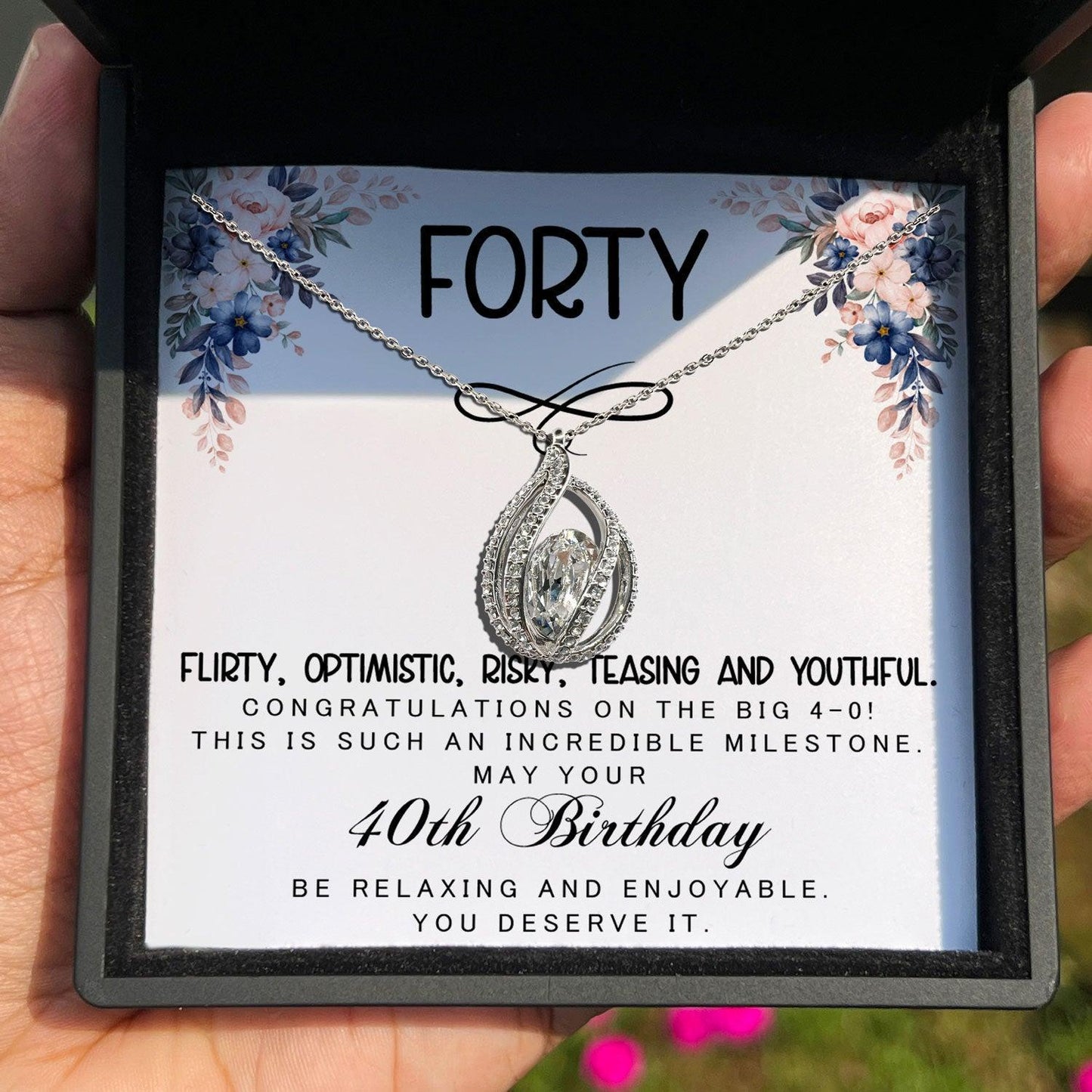 AllGifting, Birdcage Necklace For Women, 40th Birthday Gift for Her Sterling Silver Birdcage Pendant Jewelry, Card1