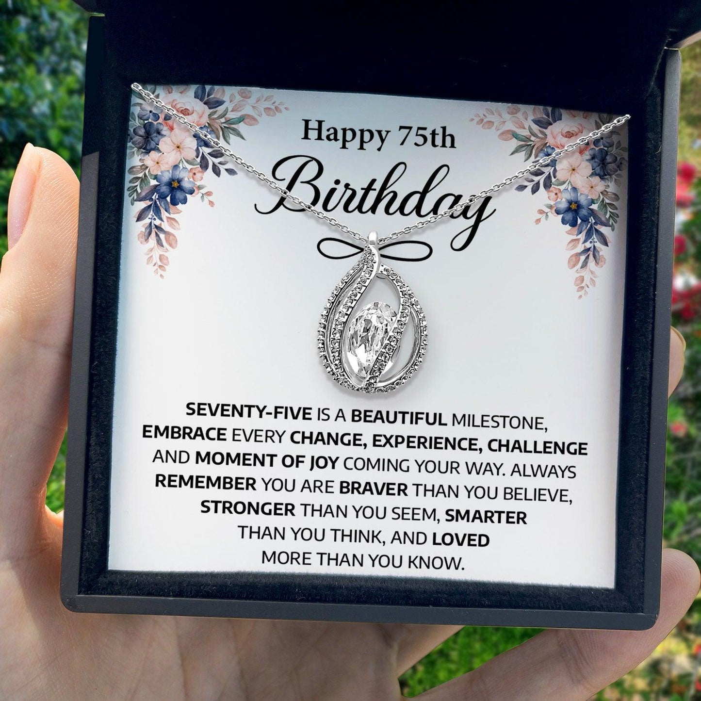 AllGifting, Birdcage Necklace For Women, 75th Birthday Gift for Her Sterling Silver Birdcage Pendant Jewelry, Card1