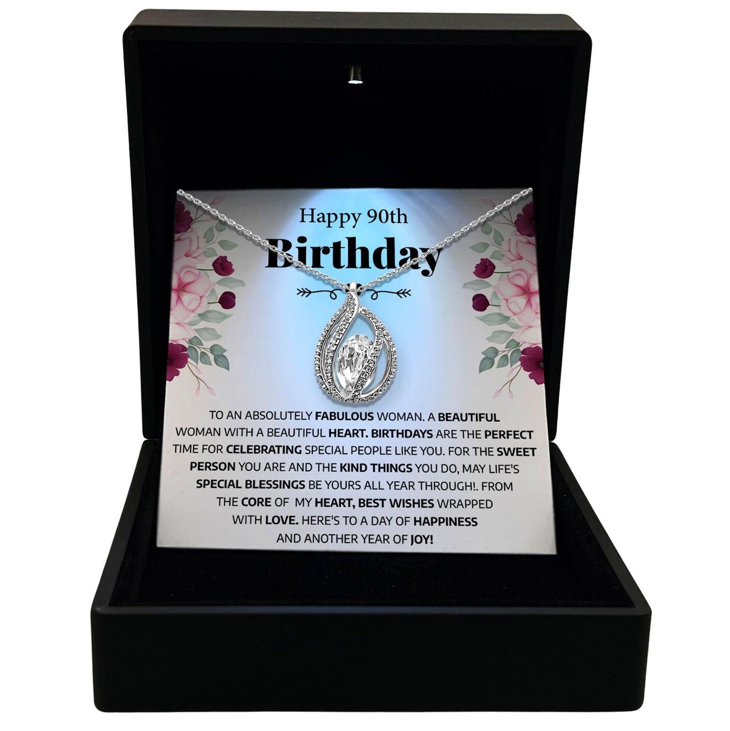 AllGifting, Women's Necklace, Orbital Birdcage, 90th Birthday Gift for Her Sterling Silver Birdcage Pendant Jewelry, Card1
