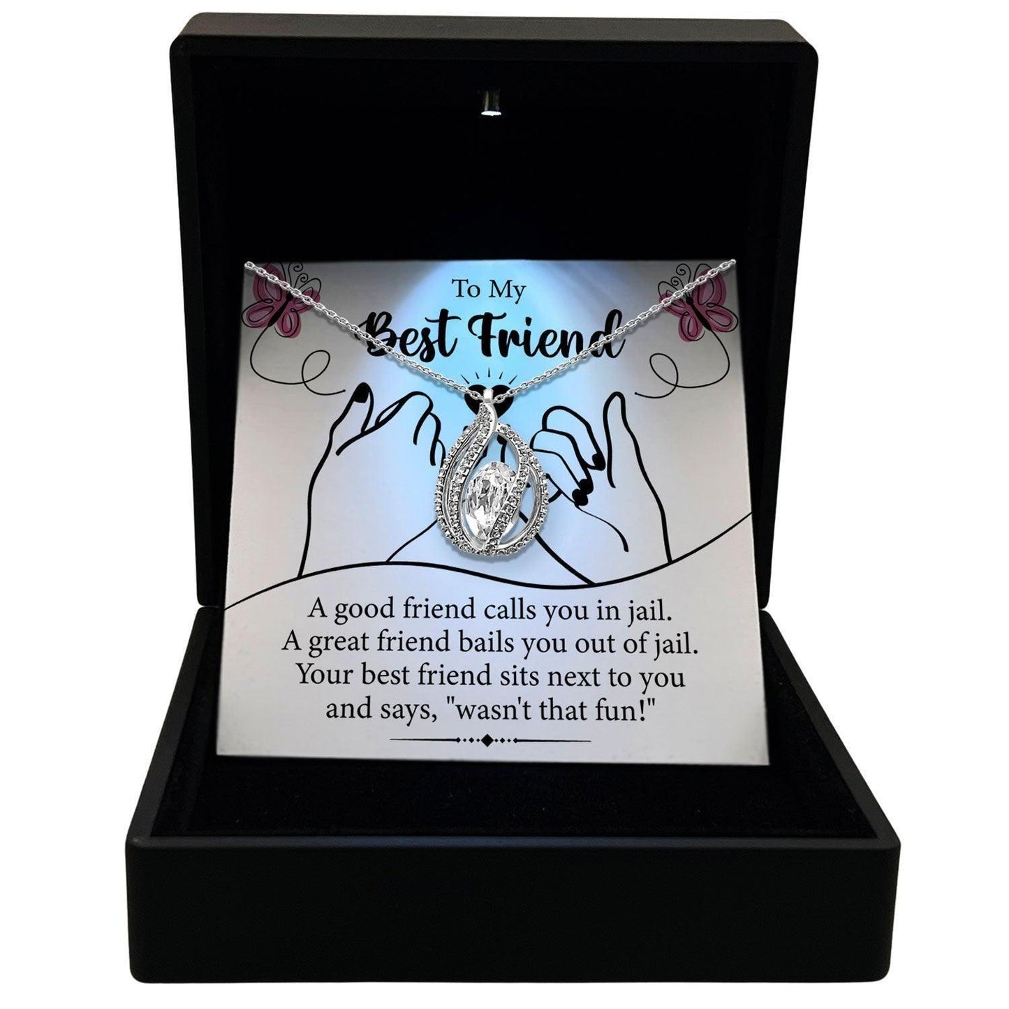 AllGifting, Women's Necklace, Orbital Birdcage, Best Friend Gift Sterling Silver Birdcage Pendant Jewelry, Card1