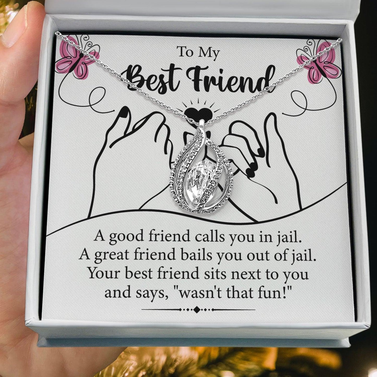 AllGifting, Birdcage Necklace For Women, Best Friend Gift Sterling Silver Birdcage Pendant Jewelry, Card1