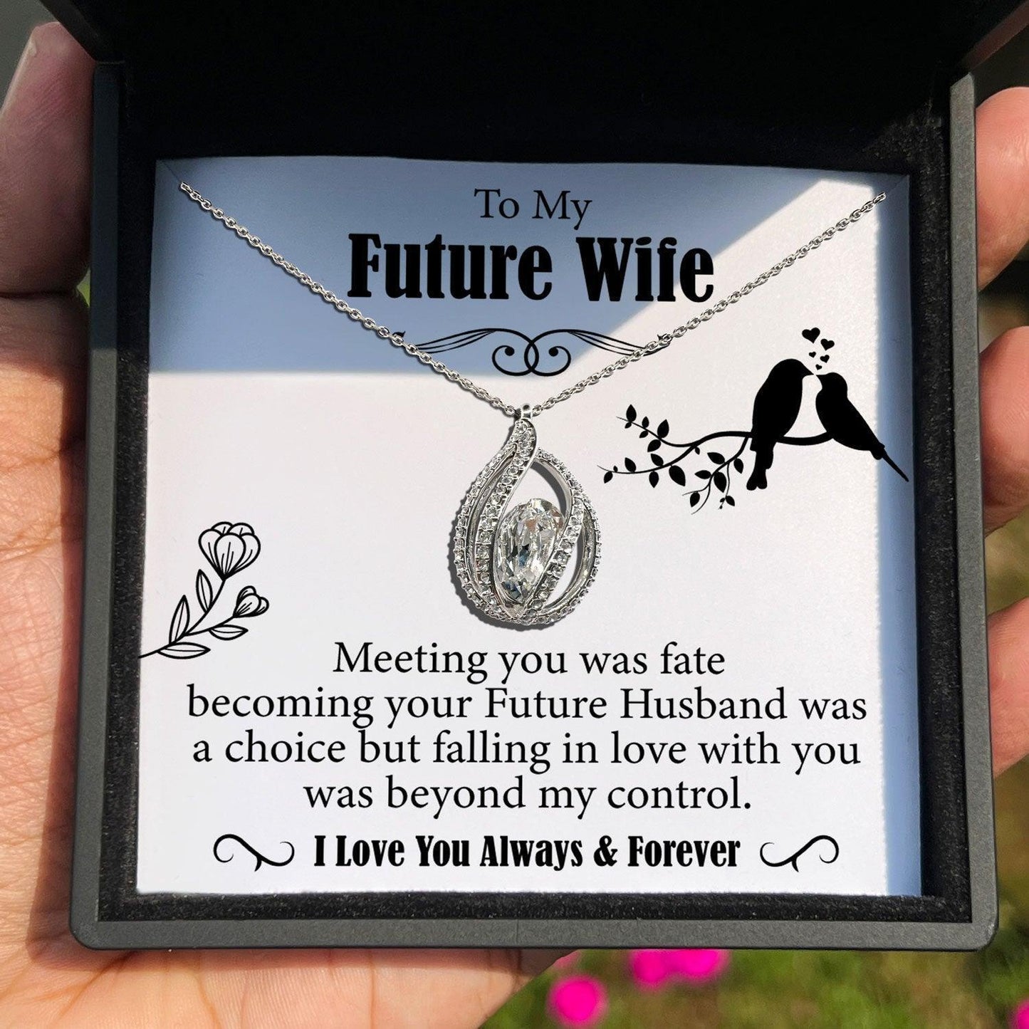 AllGifting, Birdcage Necklace For Women, Future Wife Gift Sterling Silver Birdcage Pendant Jewelry, Card4