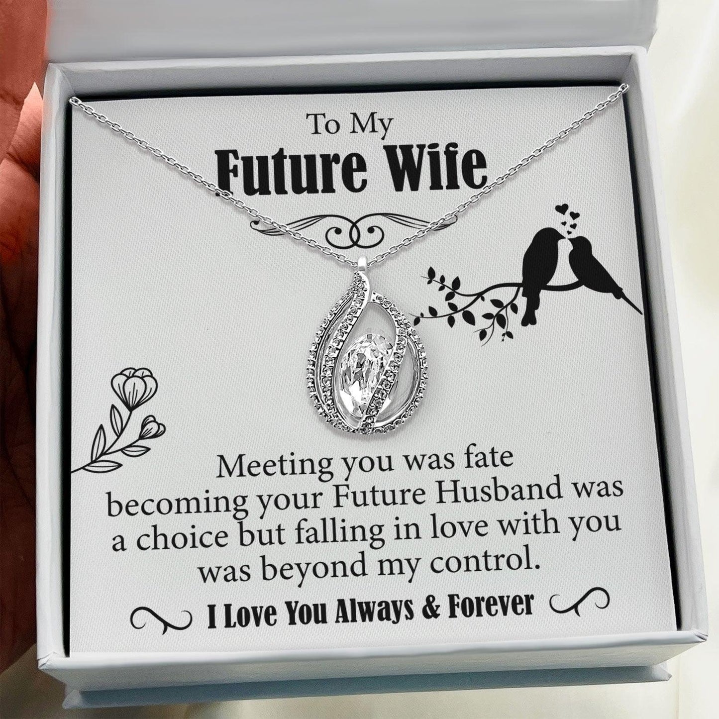 AllGifting, Birdcage Necklace For Women, Future Wife Gift Sterling Silver Birdcage Pendant Jewelry, Card4