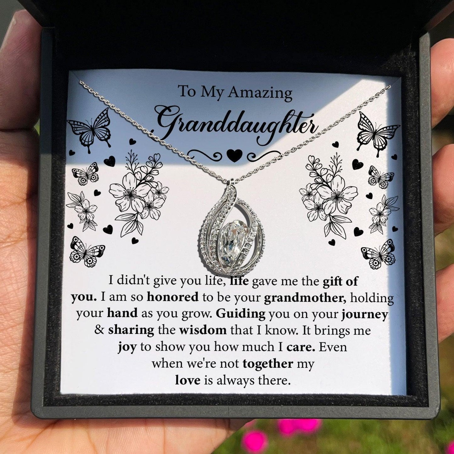 AllGifting, Birdcage Necklace For Women, Granddaughter Gift Sterling Silver Birdcage Pendant Jewelry, Card1
