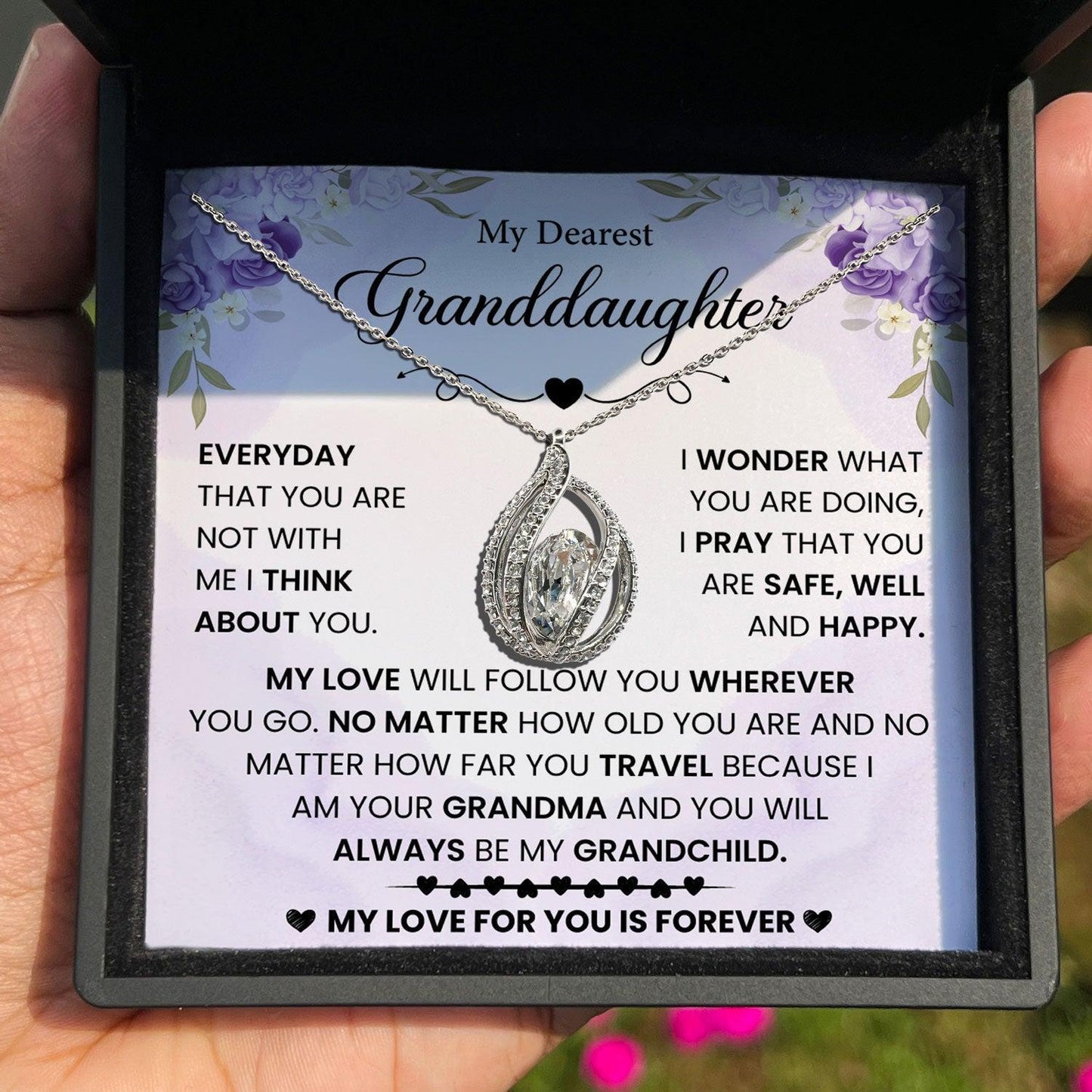 AllGifting, Birdcage Necklace For Women, Granddaughter Gift Sterling Silver Birdcage Pendant Jewelry, Card3