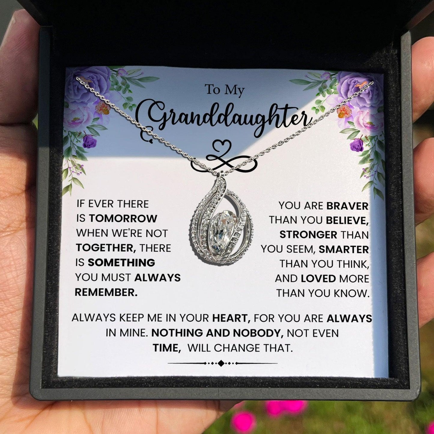 AllGifting, Birdcage Necklace For Women, Granddaughter Gift Sterling Silver Birdcage Pendant Jewelry, Card8