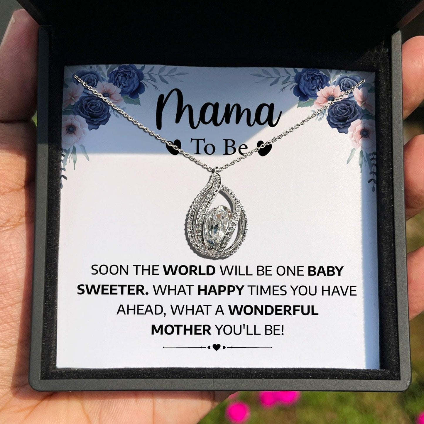 AllGifting, Birdcage Necklace For Women, Mama To Be Gift Sterling Silver Birdcage Pendant Jewelry, Card2