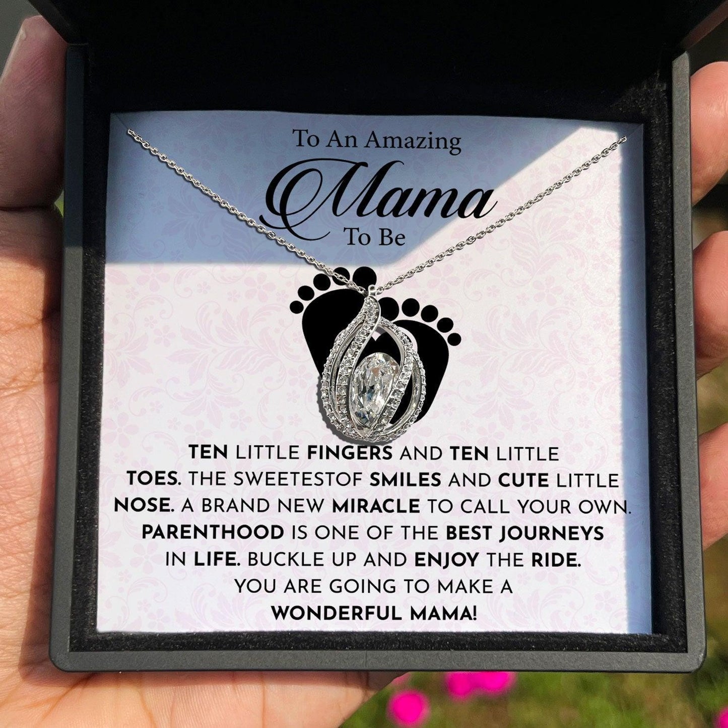 AllGifting, Birdcage Necklace For Women, Mama To Be Gift Sterling Silver Birdcage Pendant Jewelry, Card3