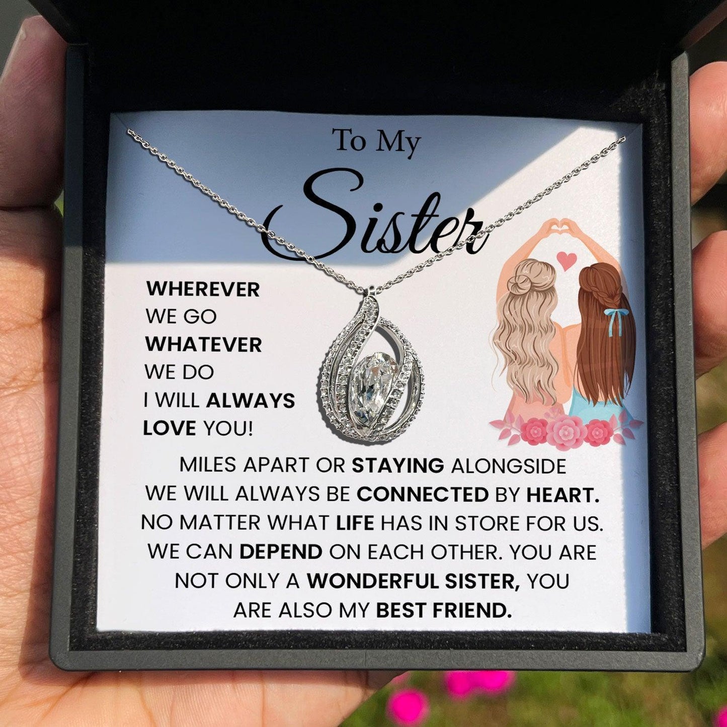 AllGifting, Birdcage Necklace For Women, Sister Gift Sterling Silver Birdcage Pendant Jewelry, Card7