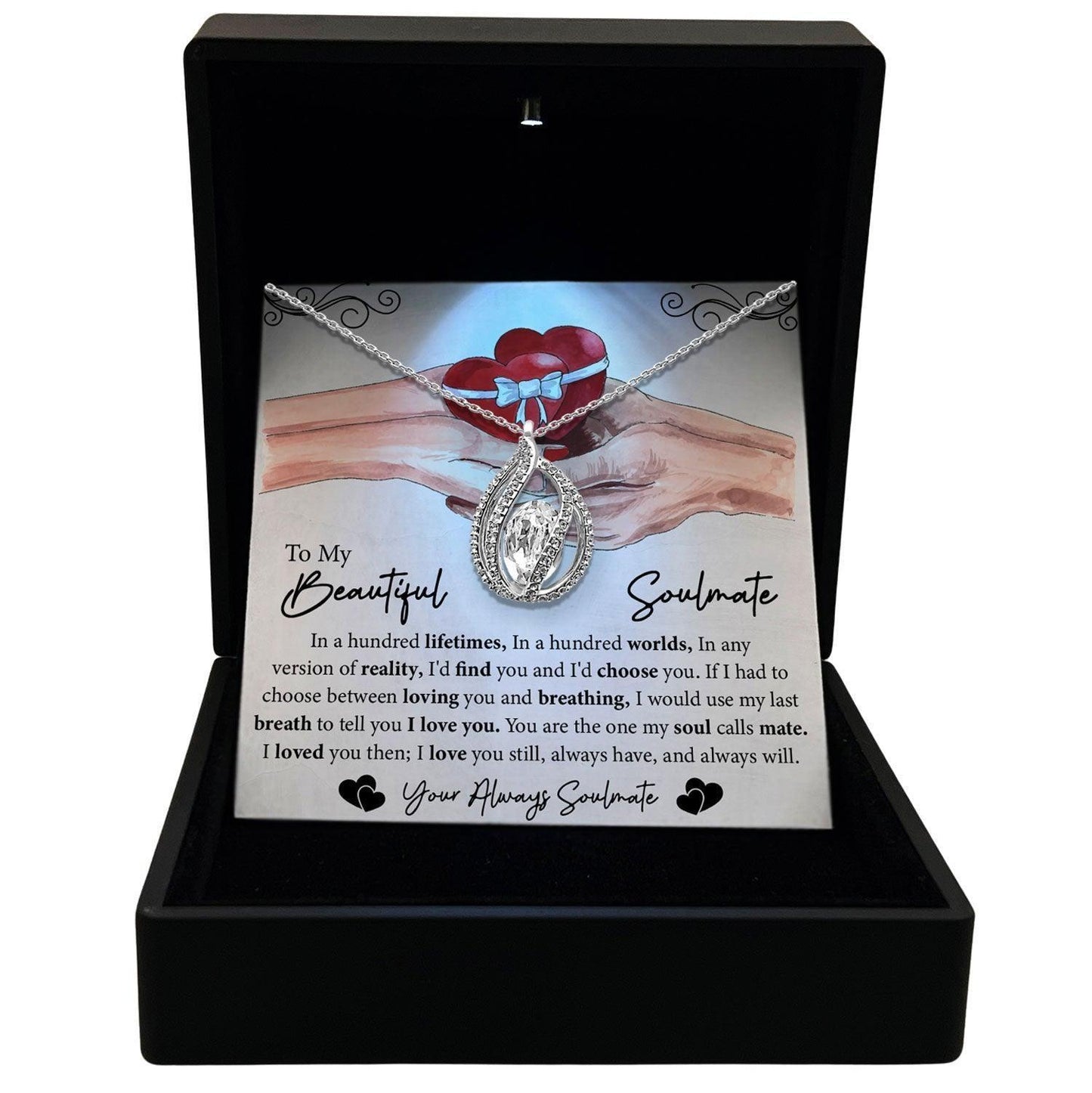 AllGifting, Women's Necklace, Orbital Birdcage, Soulmate Gift Sterling Silver Birdcage Pendant Jewelry, Card8