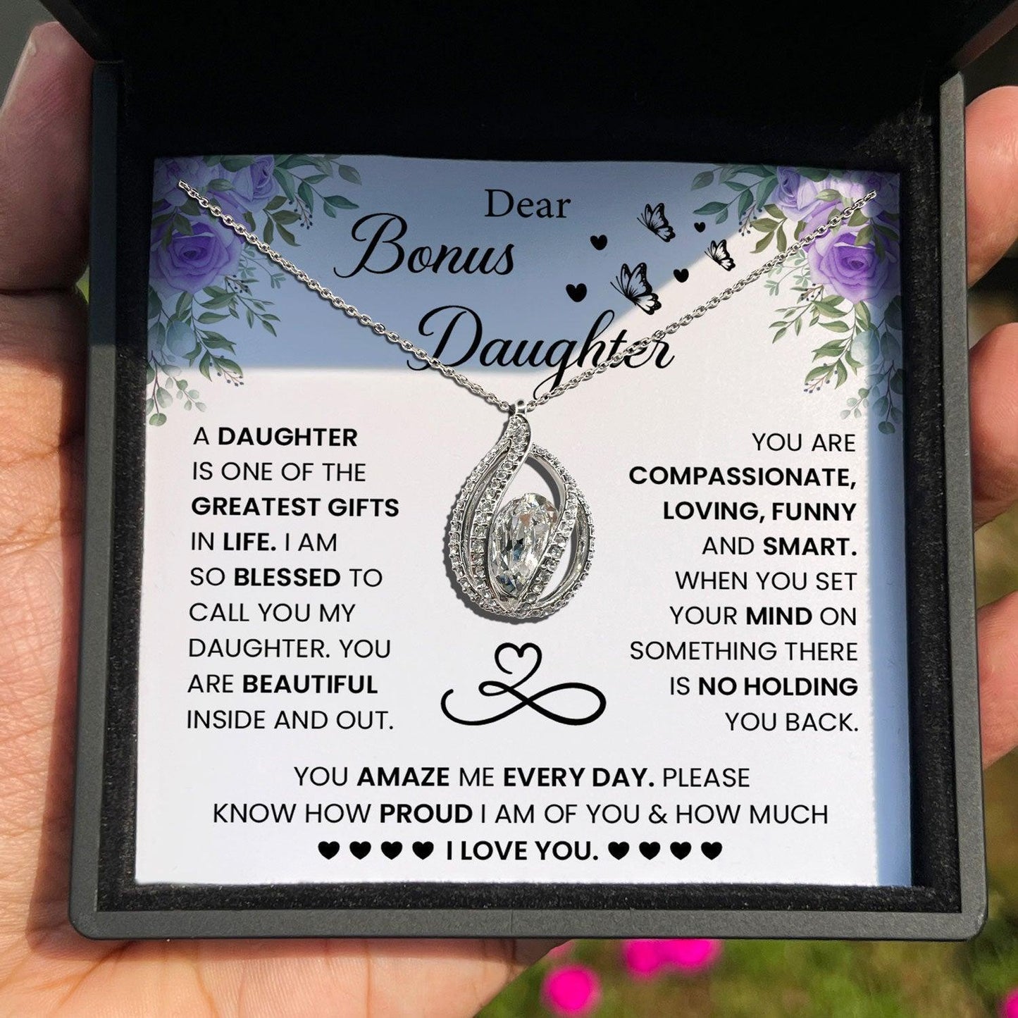 AllGifting, Birdcage Necklace For Women, Bonus Daughter Gift Pendant Jewelry, Card1