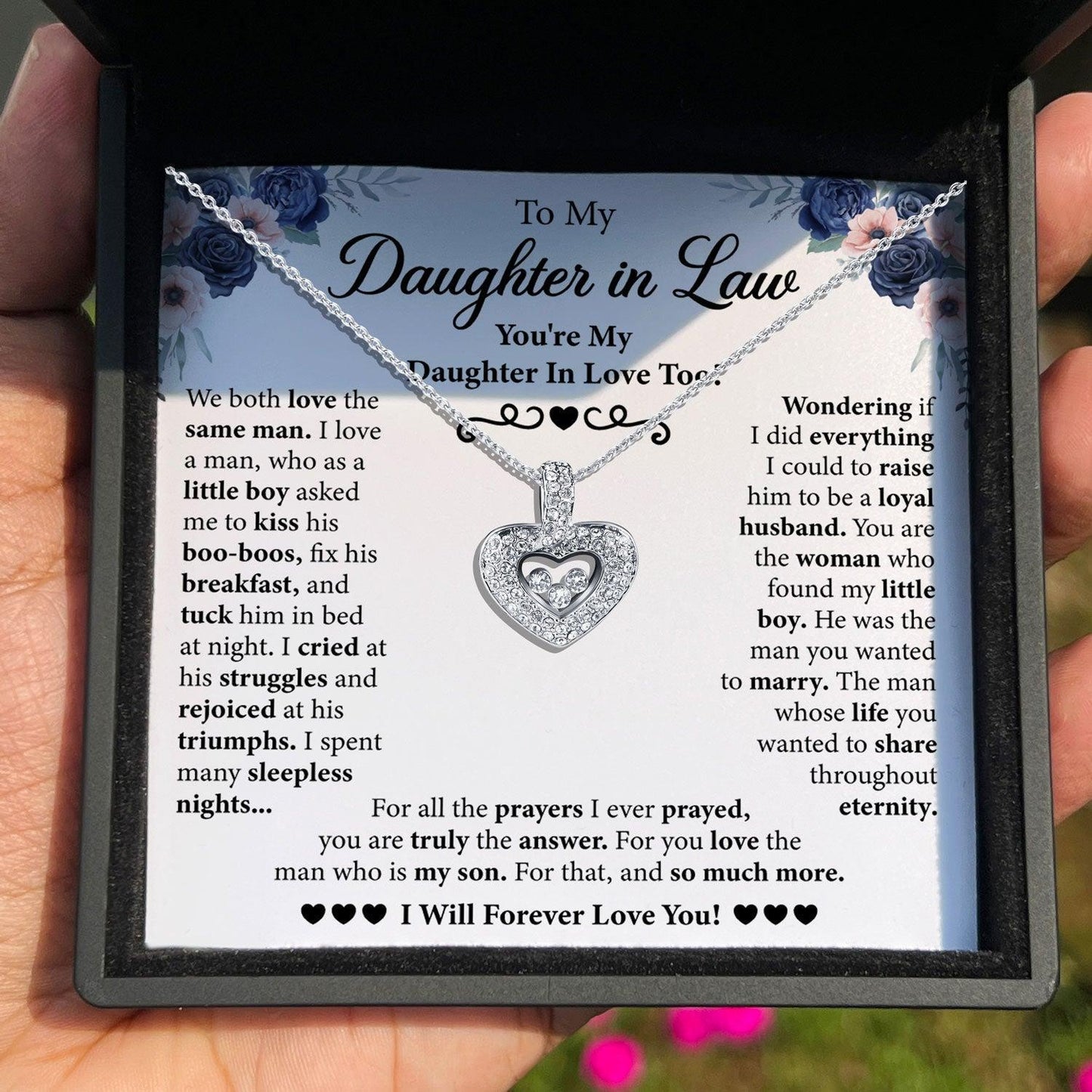 AllGifting, Floating Heart Necklace, Daughter-in-Law Gift Pendant Jewelry, Card2