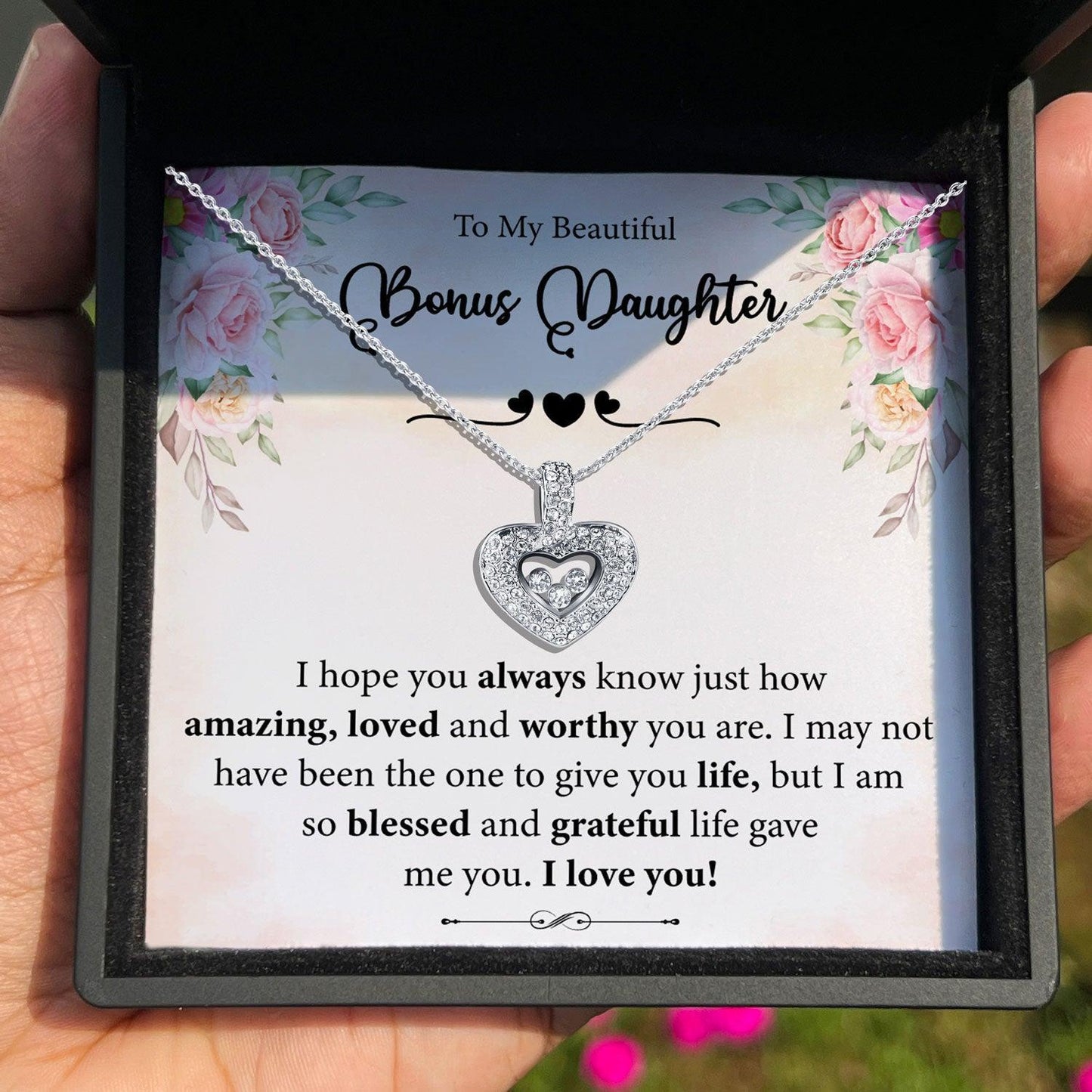 AllGifting, Floating Heart Necklace, Bonus Daughter Gift Sterling Silver Heart Pendant Jewelry