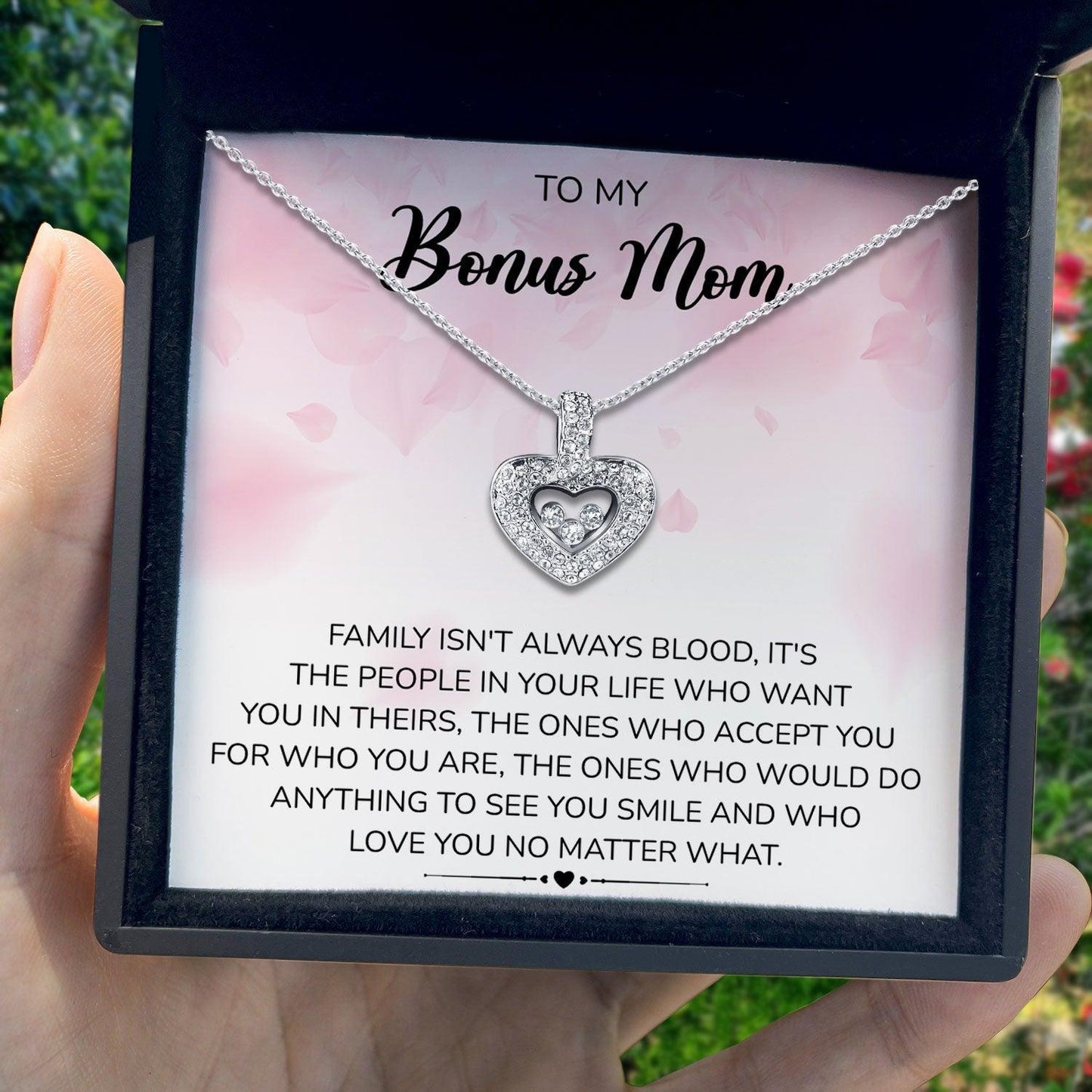 AllGifting, Floating Heart Necklace, Bonus Mom Gift Sterling Silver Heart Pendant Jewelry