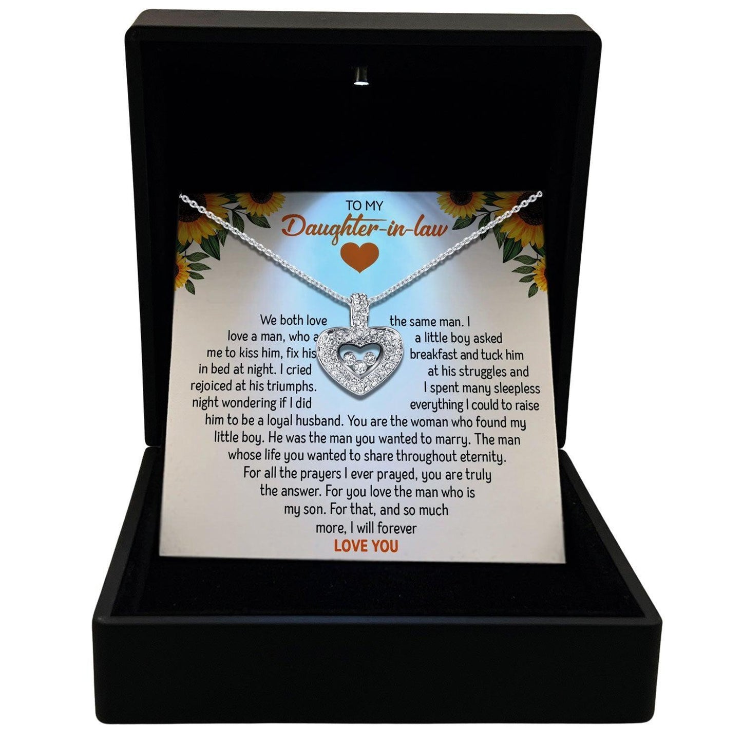 AllGifting, Floating Heart Necklace, Daughter-in-Law Gift Sterling Silver Heart Pendant Jewelry, Card4