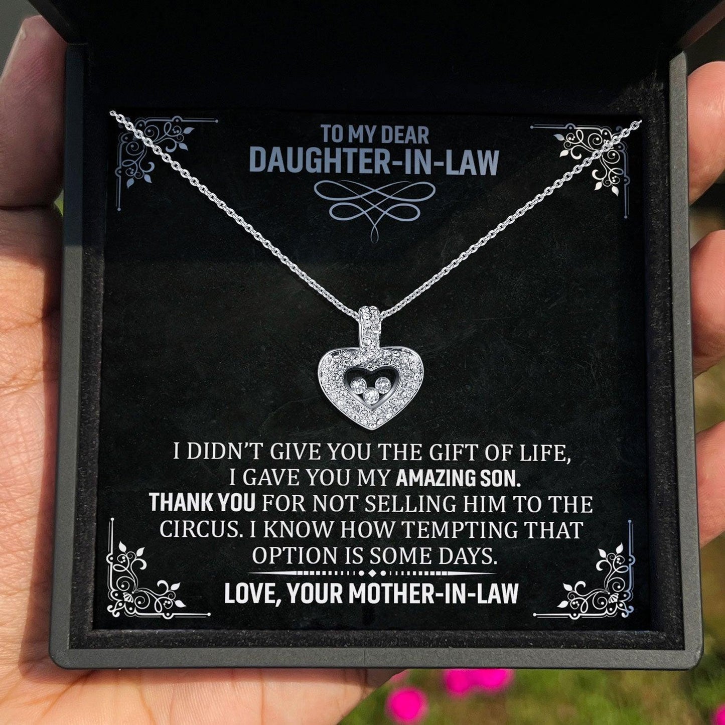 AllGifting, Floating Heart Necklace, Daughter-in-Law Gift Sterling Silver Heart Pendant Jewelry, Card5