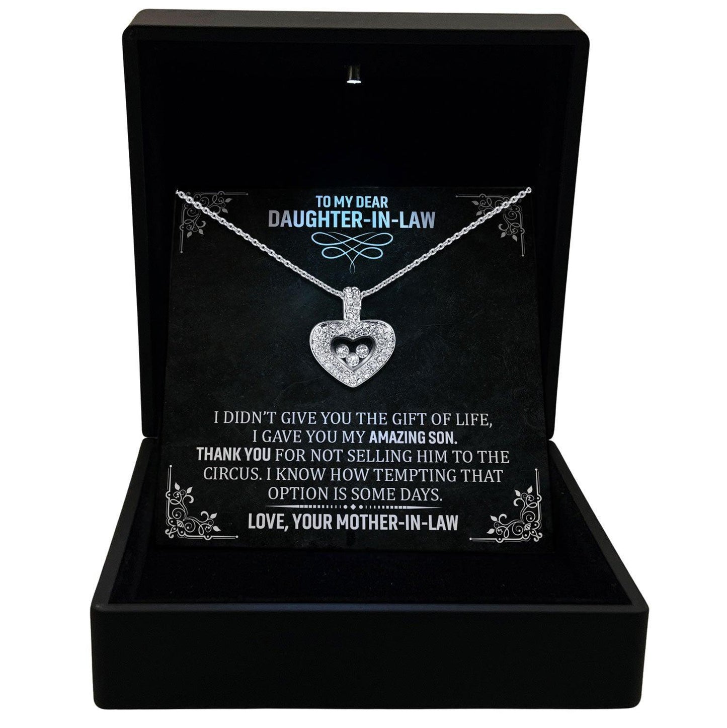 AllGifting, Floating Heart Necklace, Daughter-in-Law Gift Sterling Silver Heart Pendant Jewelry, Card5