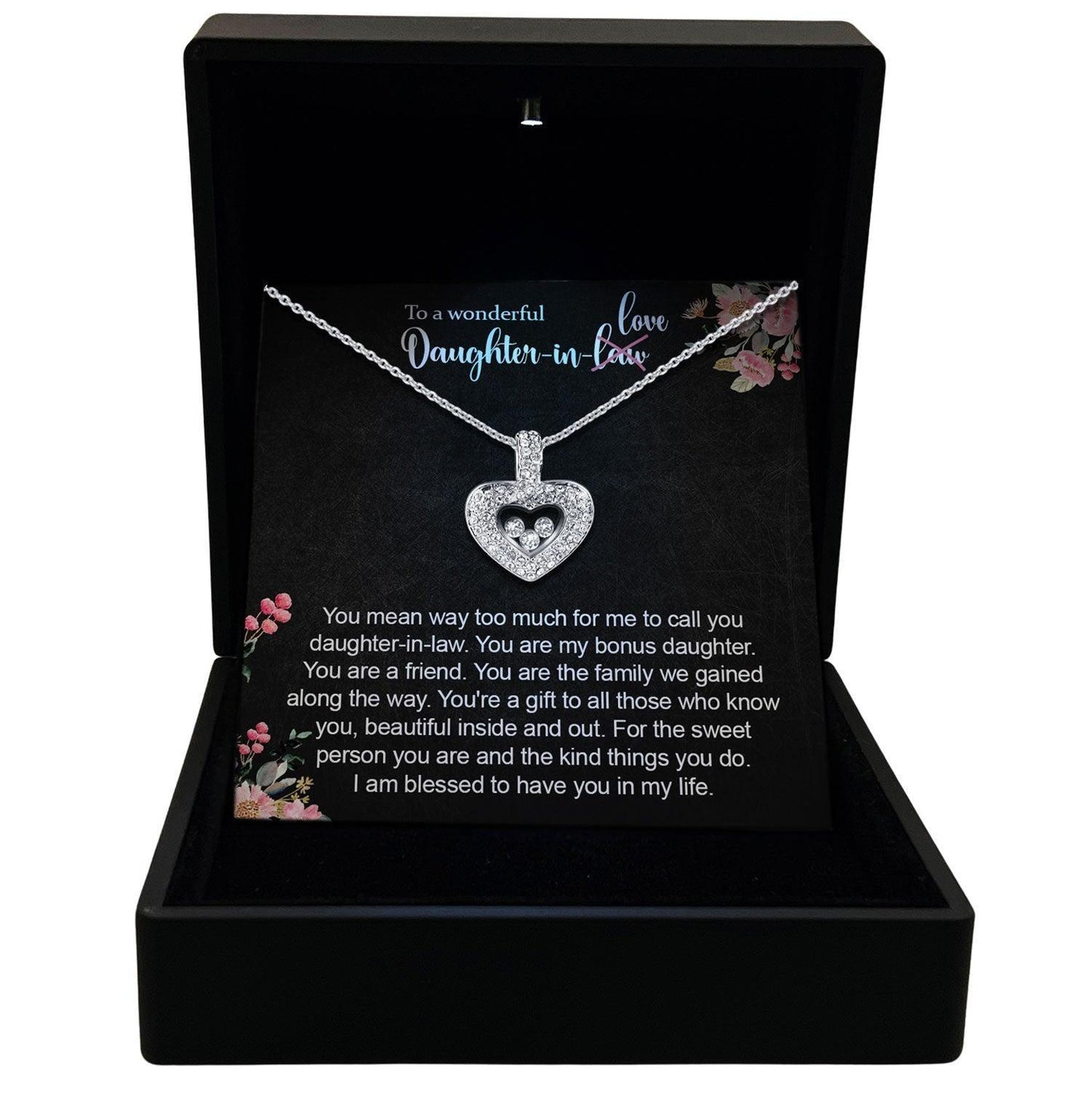 Women's Necklace, Floating Heart, Daughter-in-Law Gift Sterling Silver Heart Pendant Jewelry, Card6