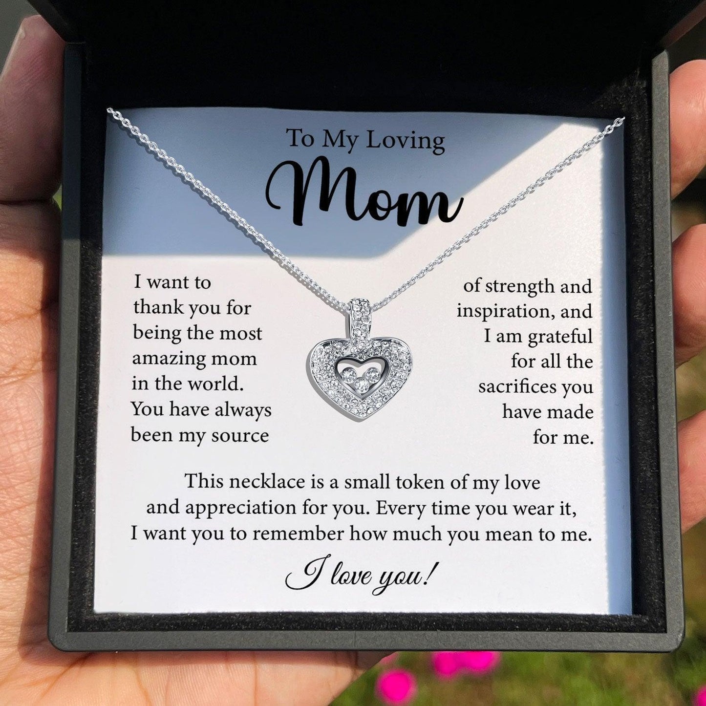 AllGifting, Floating Heart Necklace, Mom Gift Sterling Silver Heart Pendant Jewelry, Card5