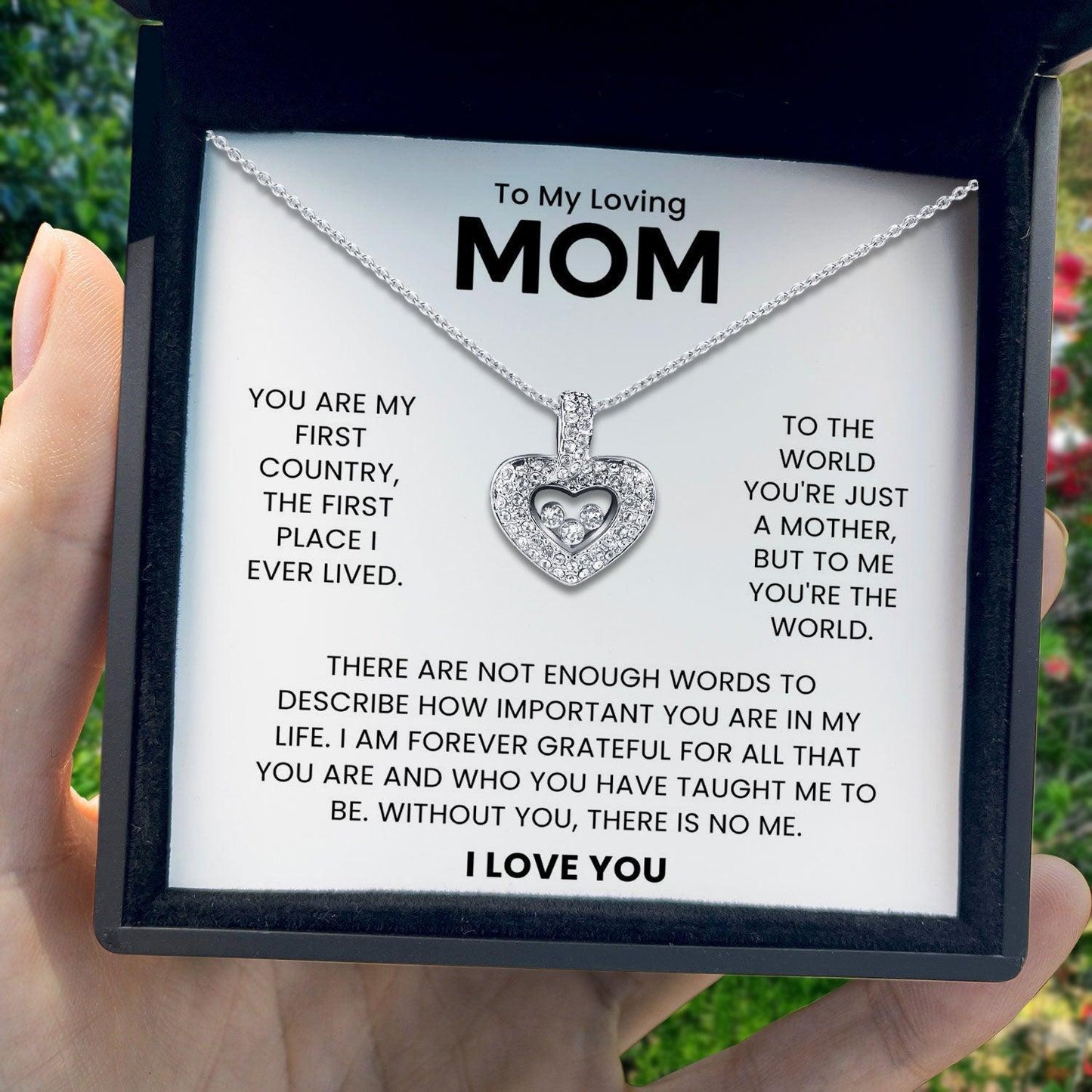 AllGifting, Floating Heart Necklace, Mom Gift Sterling Silver Heart Pendant Jewelry, Card6