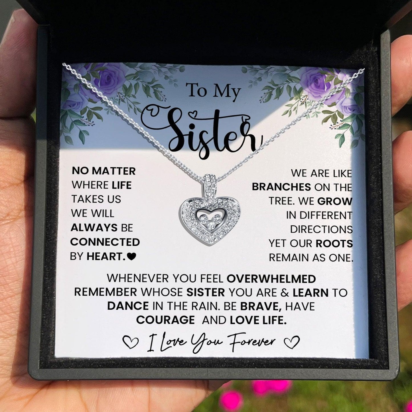 AllGifting, Floating Heart Necklace For Women, Sister Gift Sterling Silver Heart Pendant Jewelry, Card3