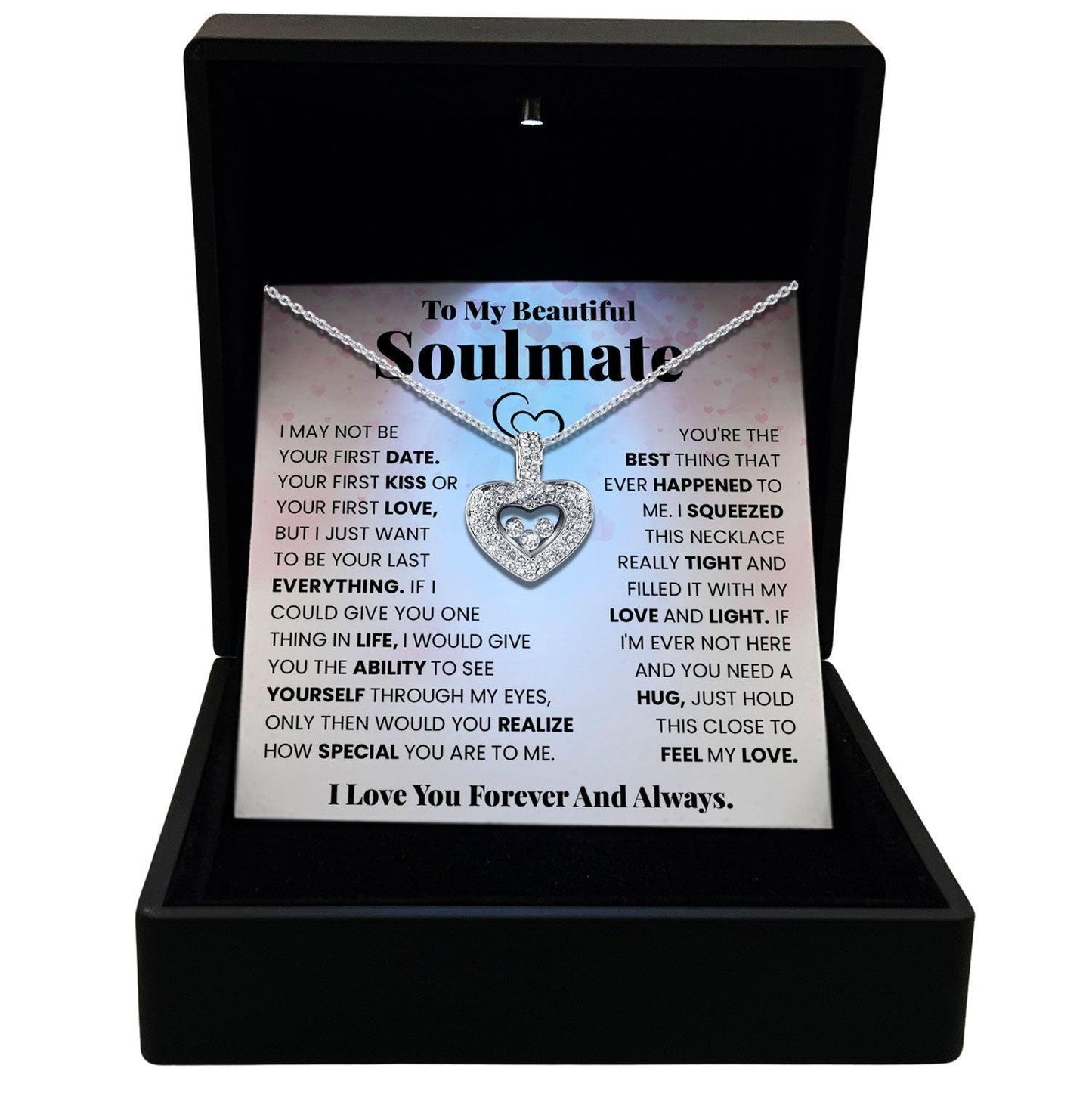 Women's Necklace, Floating Heart, Soulmate Gift Sterling Silver Heart Pendant Jewelry