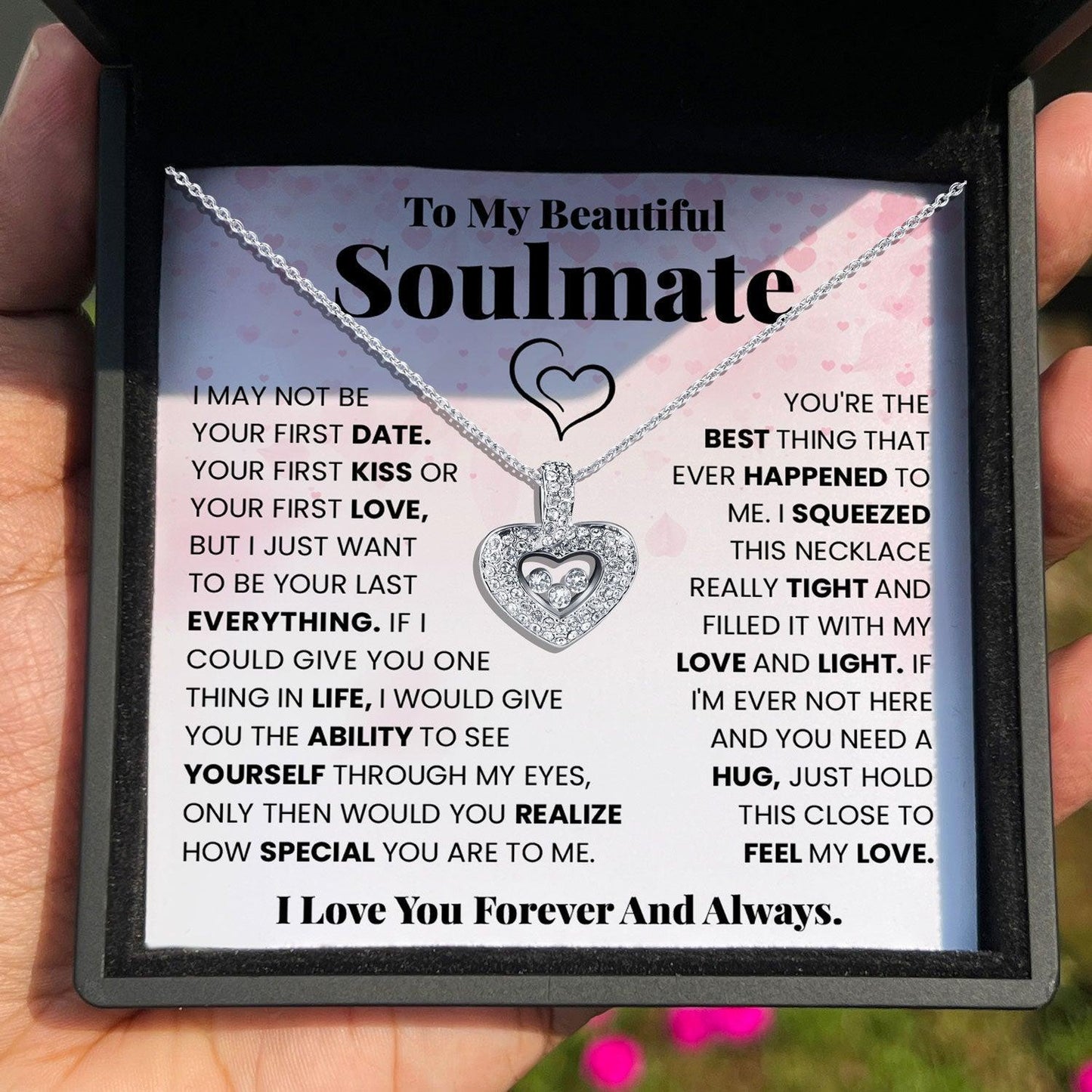AllGifting, Floating Heart Necklace, Soulmate Gift Sterling Silver Heart Pendant Jewelry