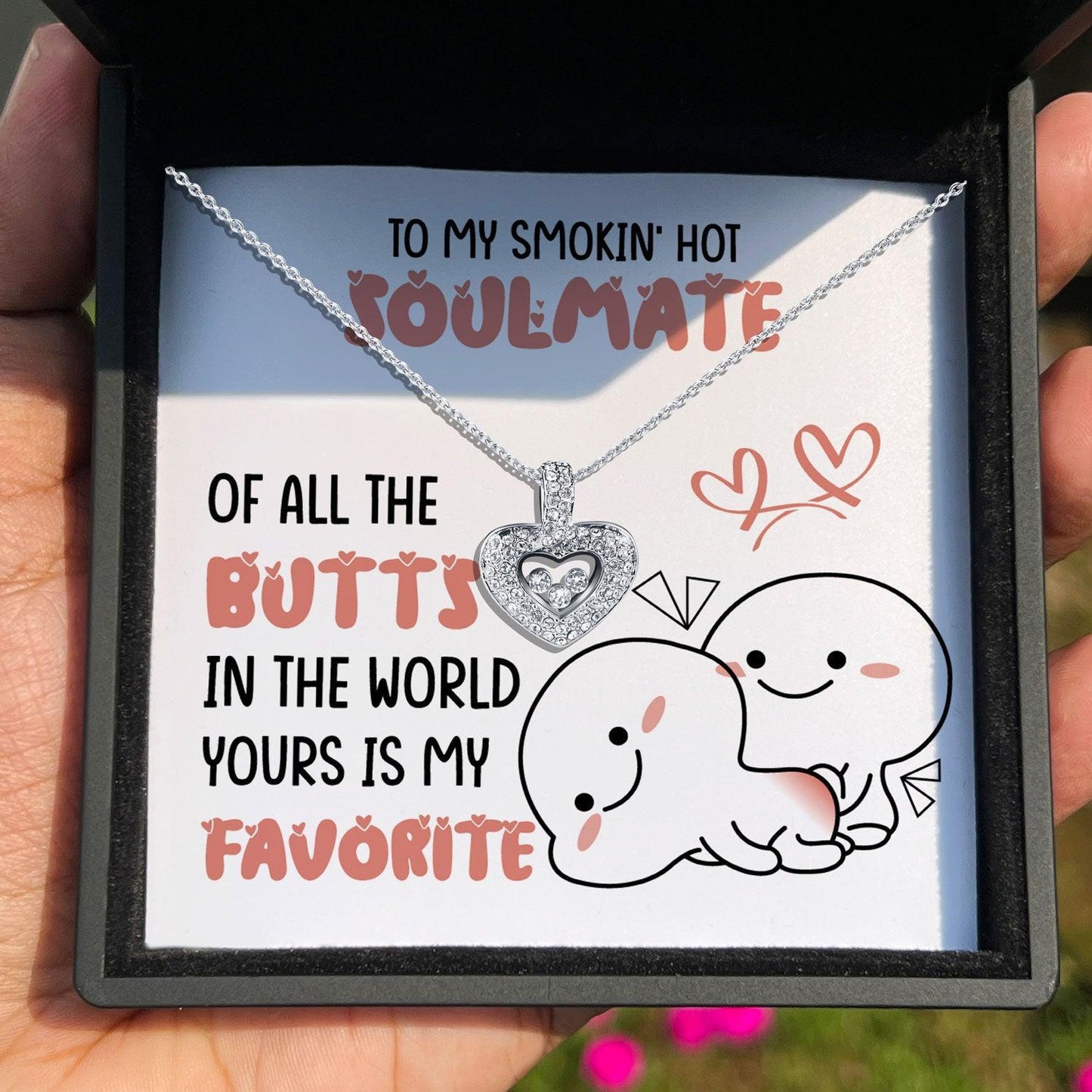 AllGifting, Floating Heart Necklace, Soulmate Gift Sterling Silver Heart Pendant Jewelry, Card1