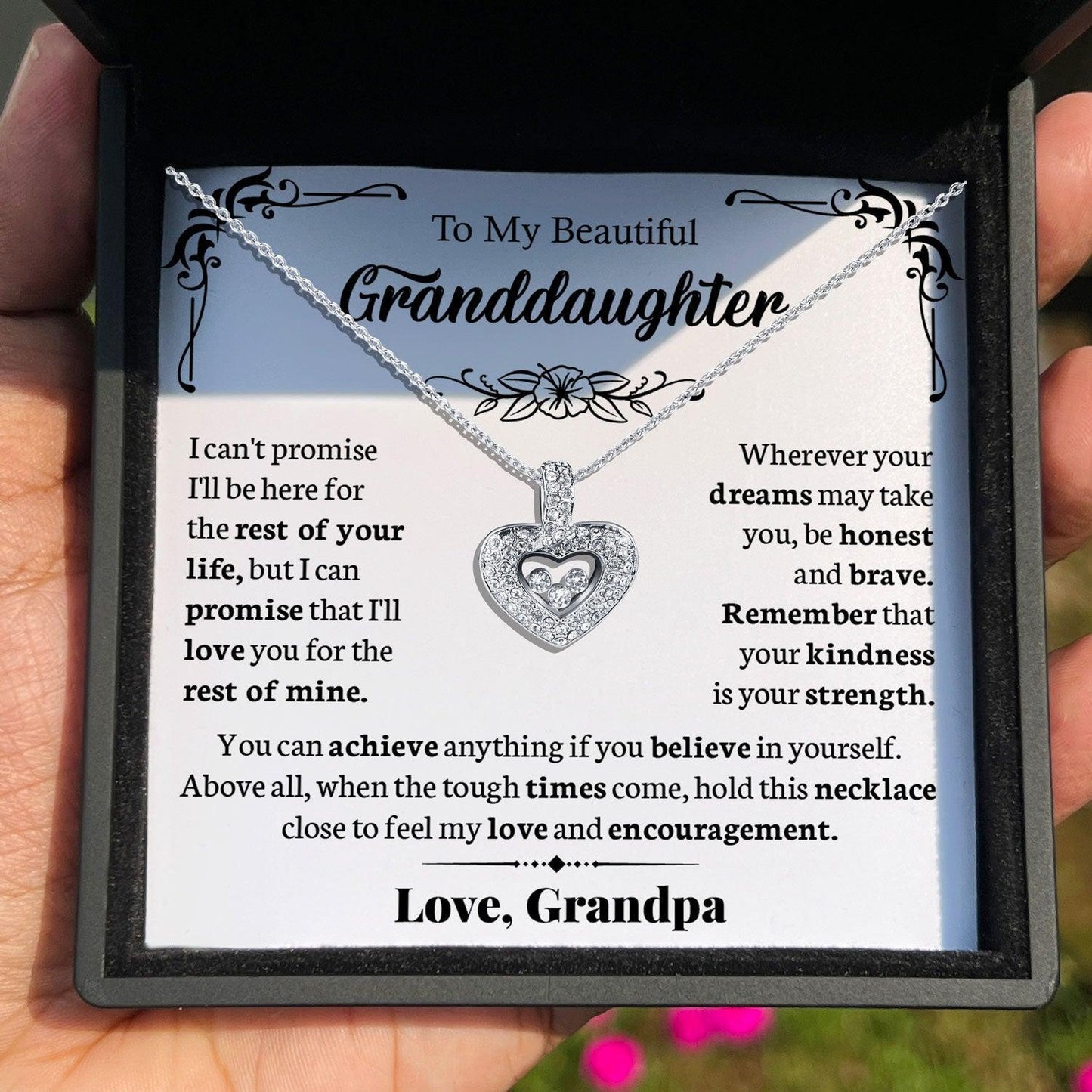 AllGifting, Floating Heart Necklace, Heart Sterling Silver Heart Pendant Jewelry, Card3