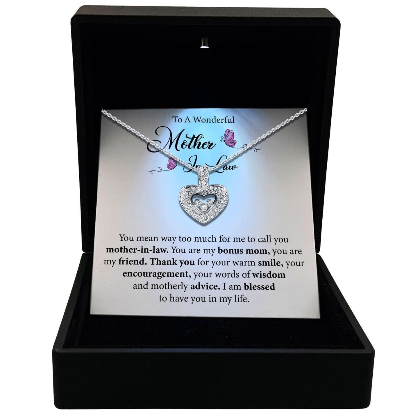 Women's Necklace, Floating Heart Sterling Silver Heart Pendant Jewelry, Card4