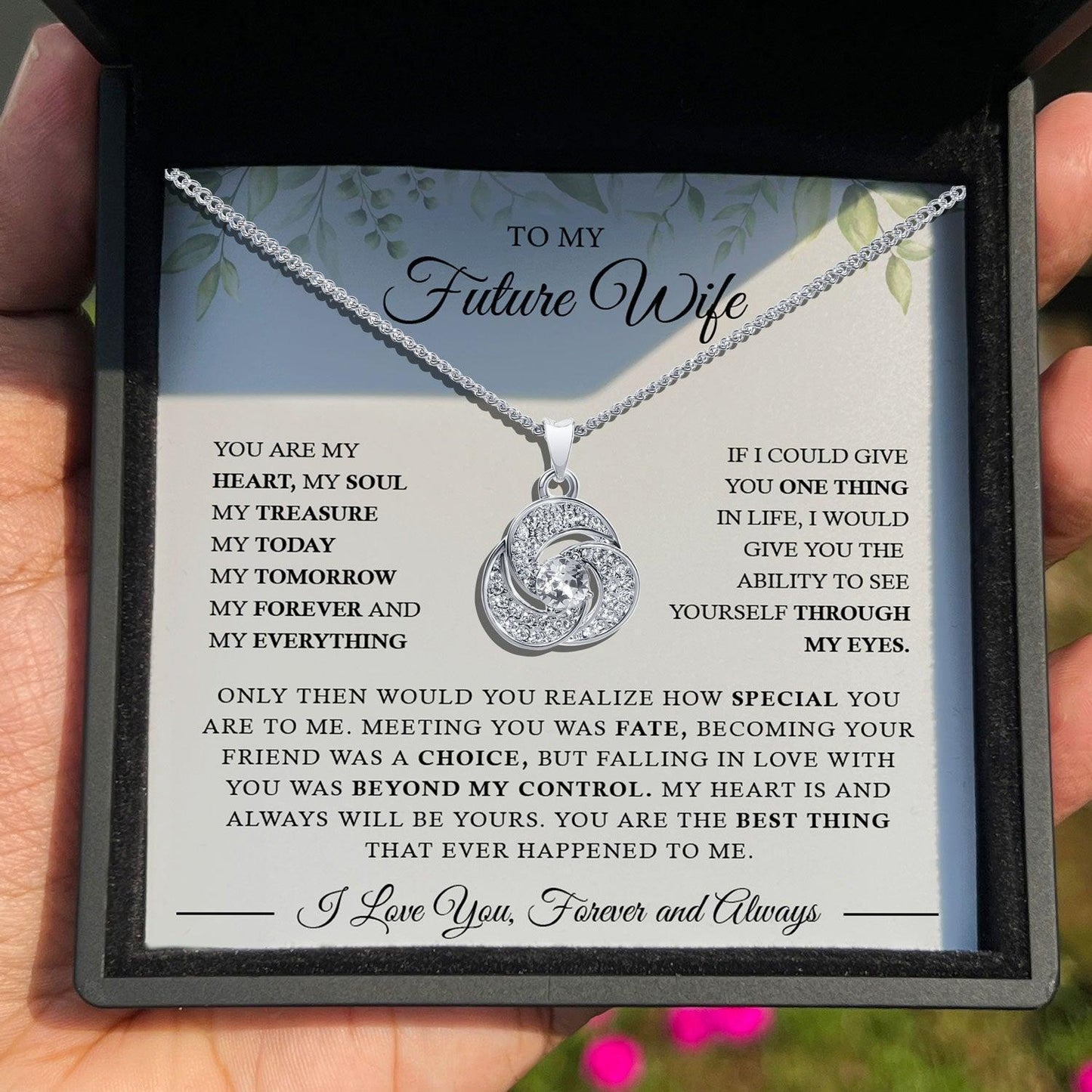 AllGifting, Love Knot Necklace For Women, Future Wife Gift Pendant Jewelry, Card2