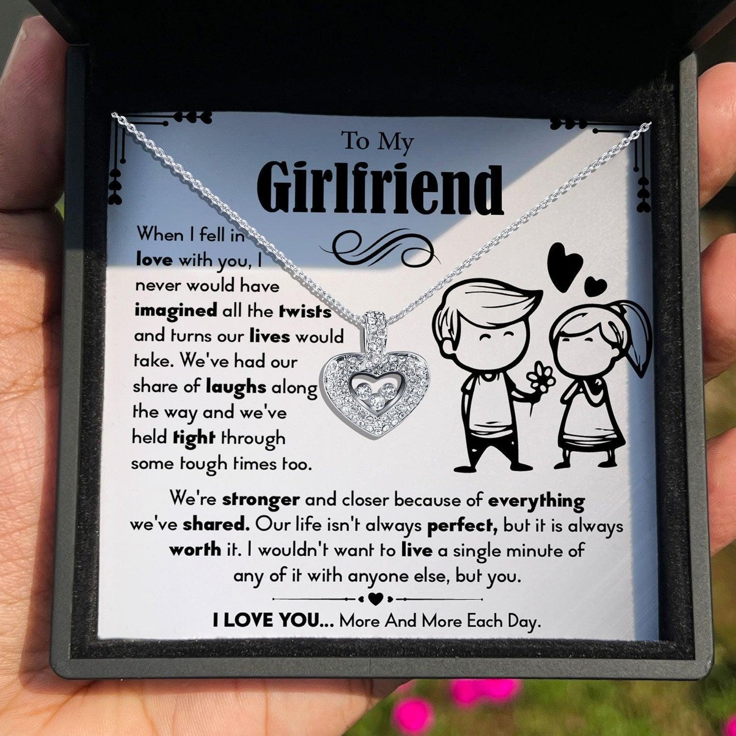 AllGifting, Floating Heart Necklace, Girlfriend Gift Pendant Jewelry, Card5
