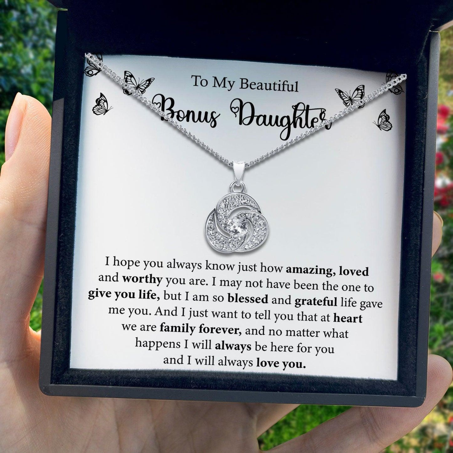 AllGifting, Love Knot Necklace For Women, Bonus Daughter Gift Gold Plated Love Knot Jewelry