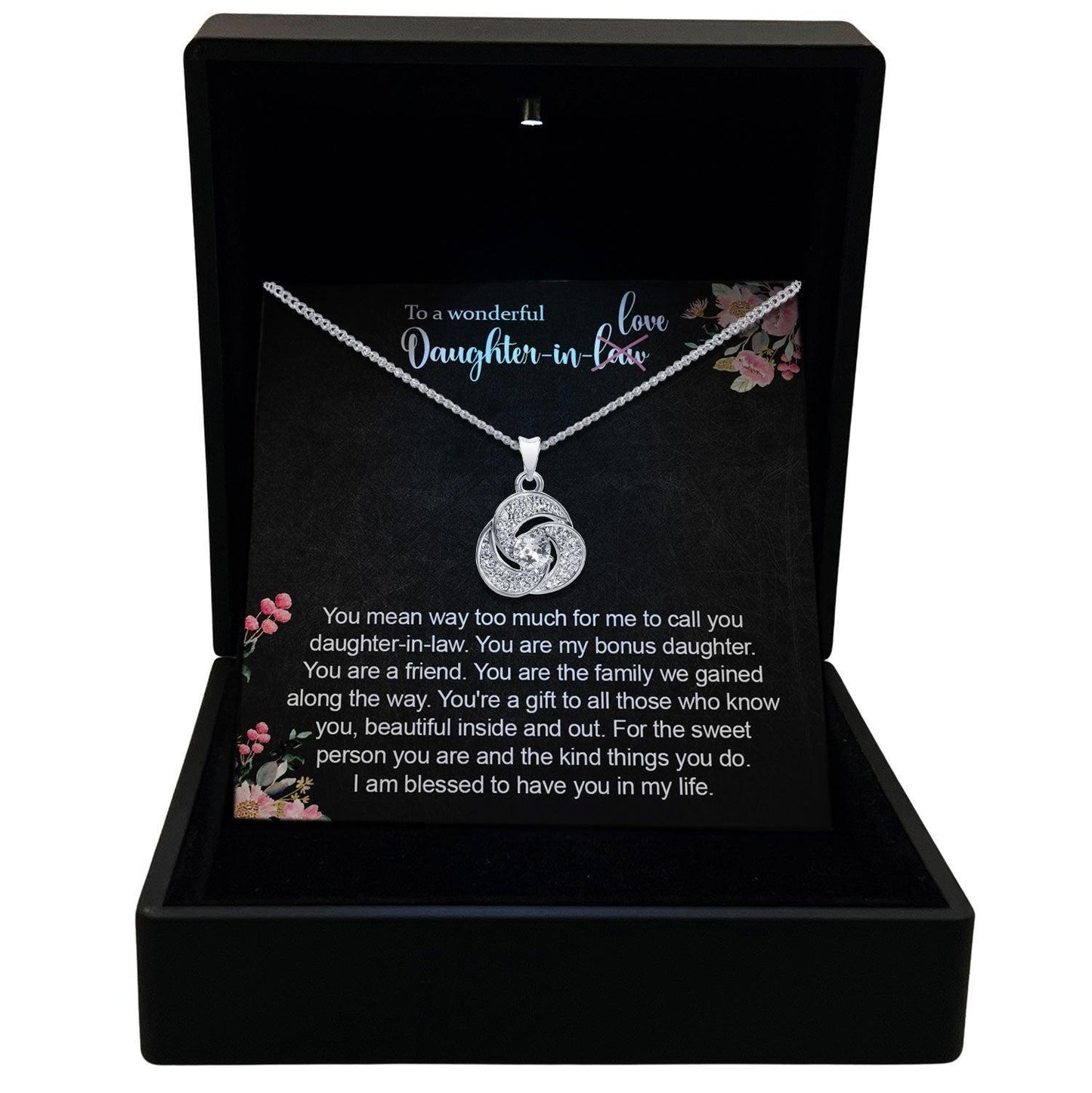Women's Necklace, Love Knot, Daughter Gift Gold Plated Love Knot Jewelry, Card1