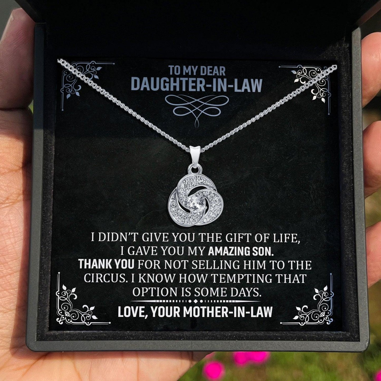 AllGifting, Love Knot Necklace For Women, Daughter-in-Law Gift Gold Plated Love Knot Jewelry