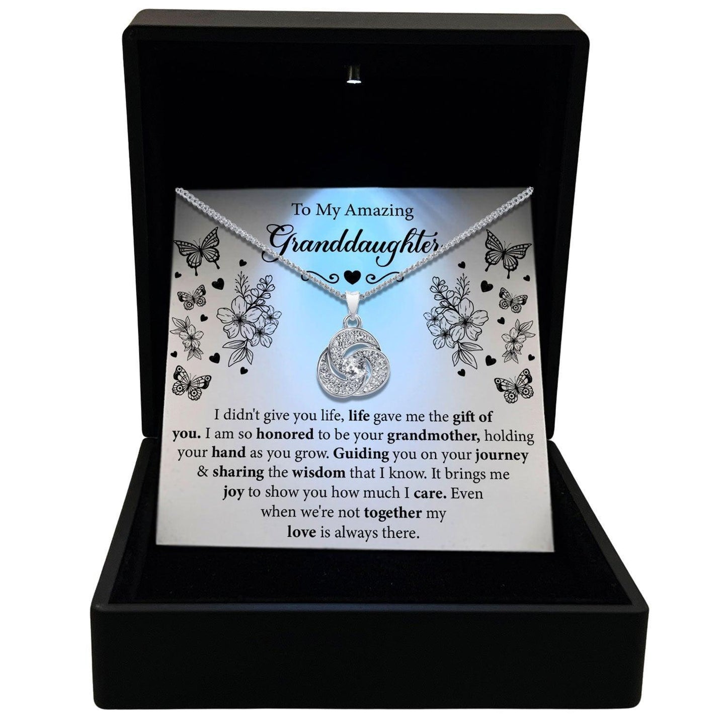 AllGifting, Love Knot Necklace For Women, Granddaughter Gift Gold Plated Love Knot Jewelry
