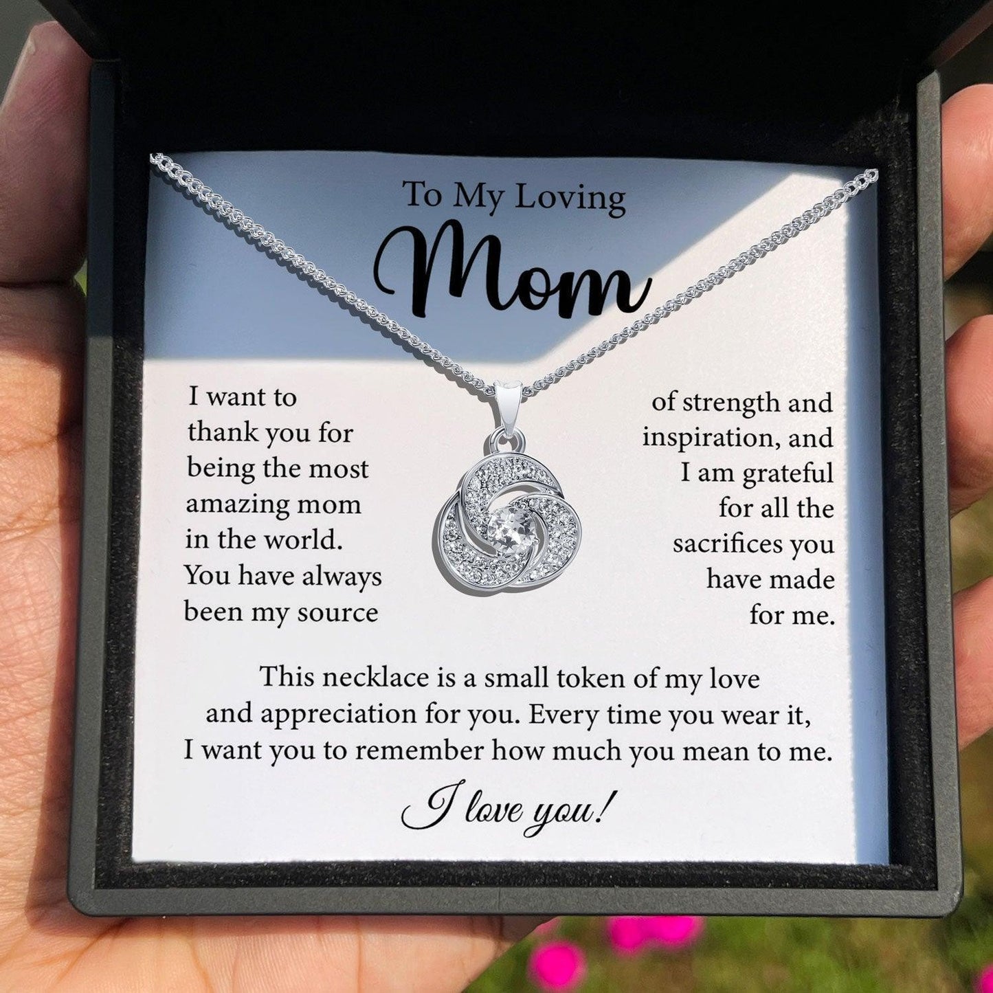 AllGifting, Love Knot Necklace For Women, Mom Gift Gold Plated Love Knot Jewelry, Card6