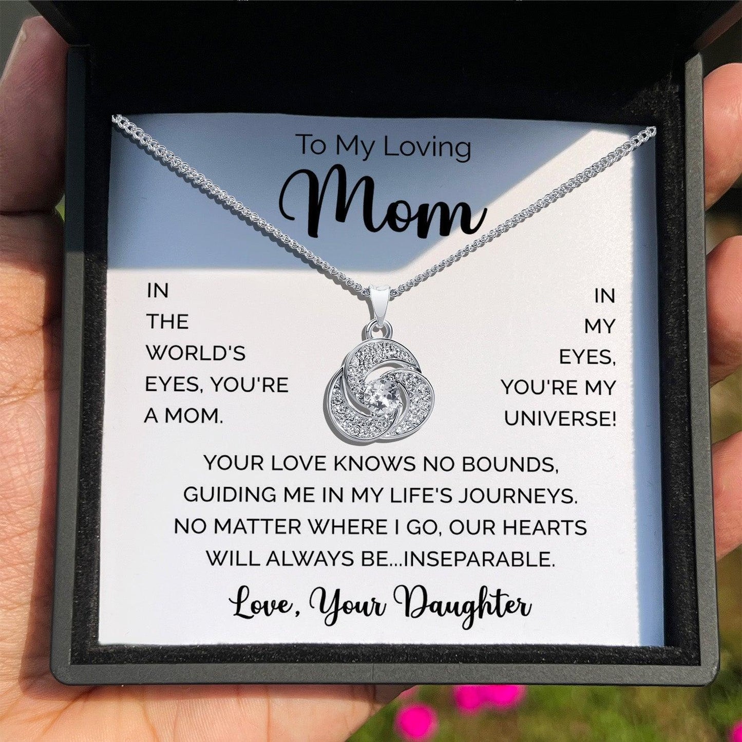 AllGifting, Love Knot Necklace For Women, Mom Gift Gold Plated Love Knot Jewelry, Card7
