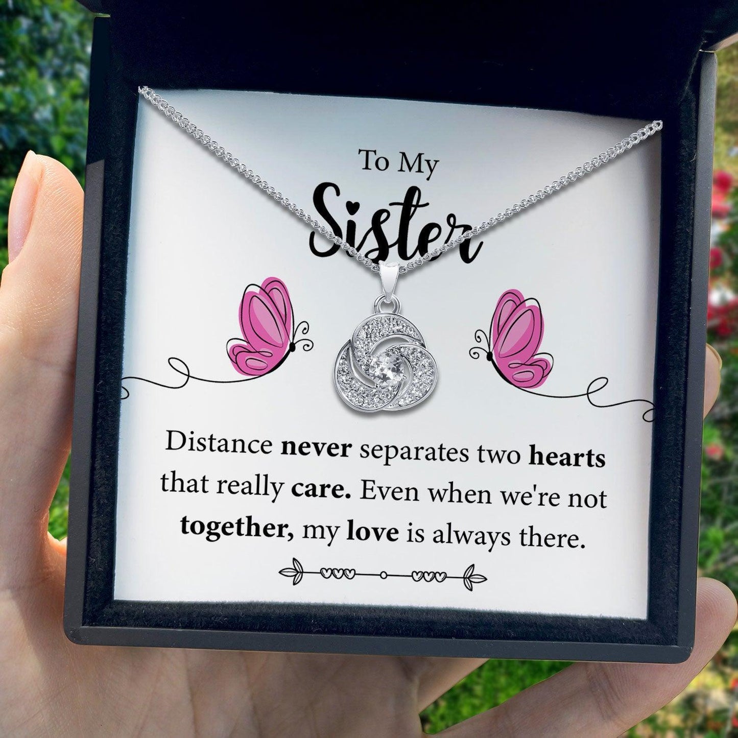 AllGifting, Love Knot Necklace For Women, Sister Gift Gold Plated Love Knot Jewelry, Card5