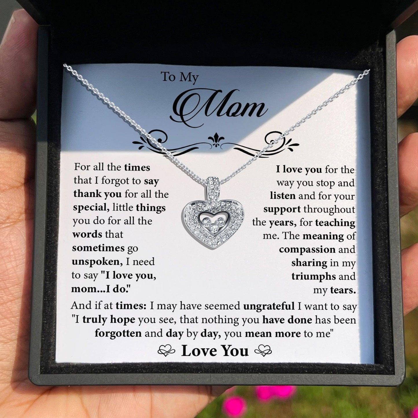 AllGifting, Floating Heart Necklace, Mom Gift Pendant Jewelry, Card6