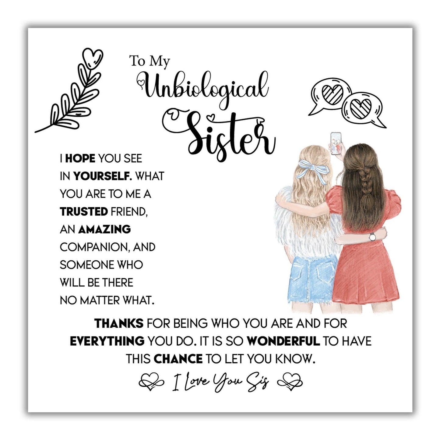 AllGifting, Floating Heart Necklace, Unbiological Sister Gift Pendant Jewelry, Card4