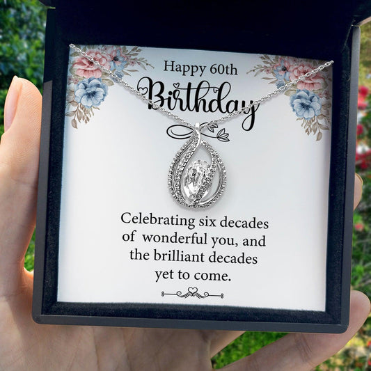 AllGifting, Women's Necklace, Orbital Birdcage, 60th Birthday Gift for Her Sterling Silver Birdcage Pendant Jewelry