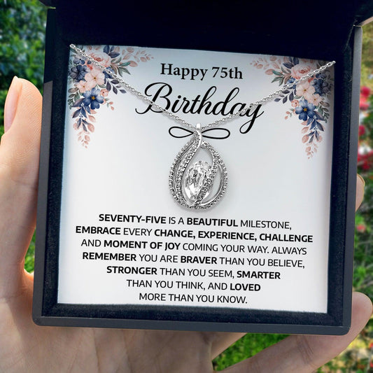 AllGifting, Birdcage Necklace For Women, 75th Birthday Gift for Her Sterling Silver Birdcage Pendant Jewelry, Card1