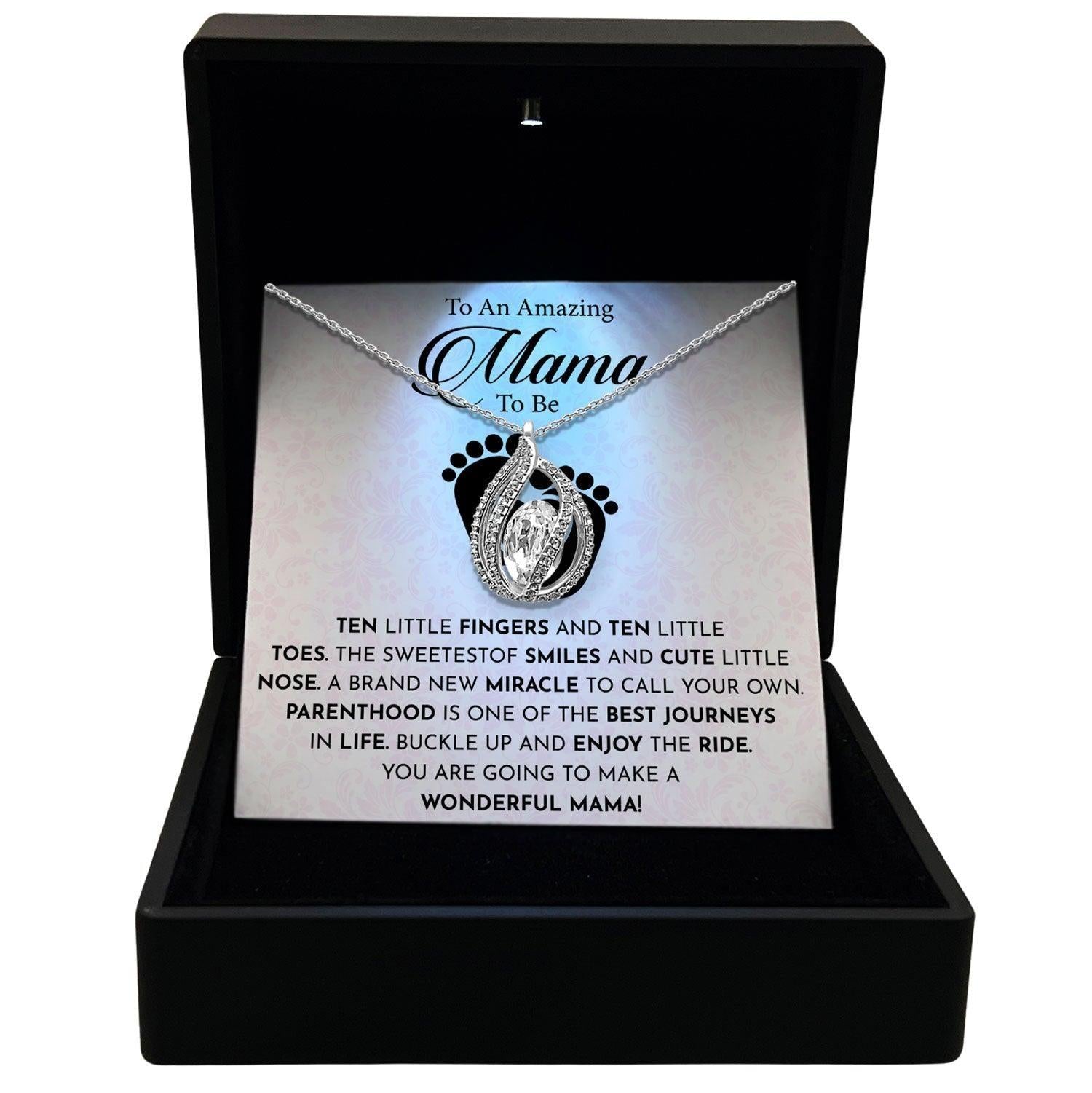 AllGifting, Women's Necklace, Orbital Birdcage, Mama To Be Gift Sterling Silver Birdcage Pendant Jewelry, Card3