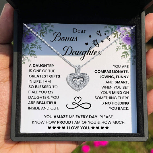 AllGifting, Floating Heart Necklace, Bonus Daughter Gift Pendant Jewelry, Card4