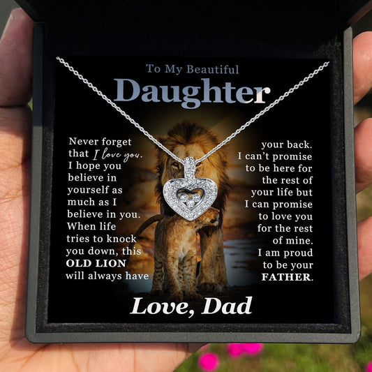 AllGifting, Floating Heart Necklace, Daughter Gift Pendant Jewelry, Card13