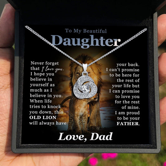 AllGifting, Love Knot Necklace For Women, Daughter Gift Pendant Jewelry, Card20