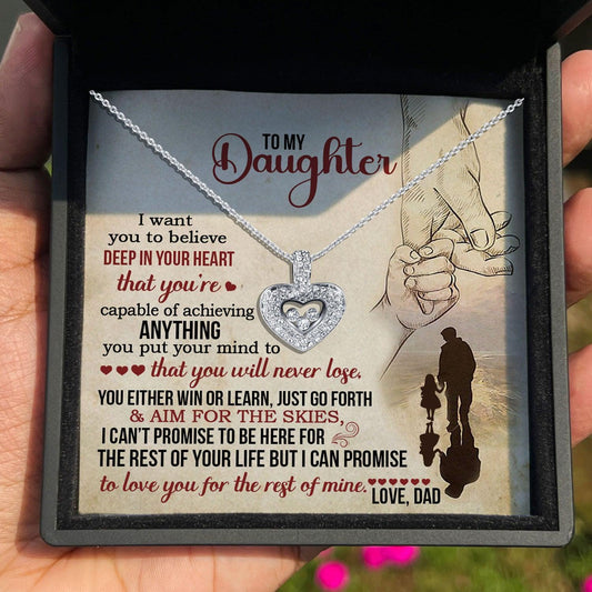 AllGifting, Floating Heart Necklace, Daughter Gift Pendant Jewelry, Card9
